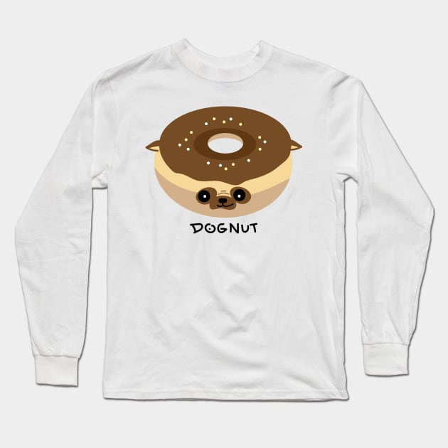 Pug dog donut Long Sleeve T-Shirt by spontania